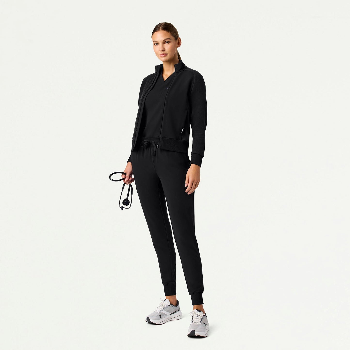Cloud Hybrid Fleece Bomber Jacket - Black