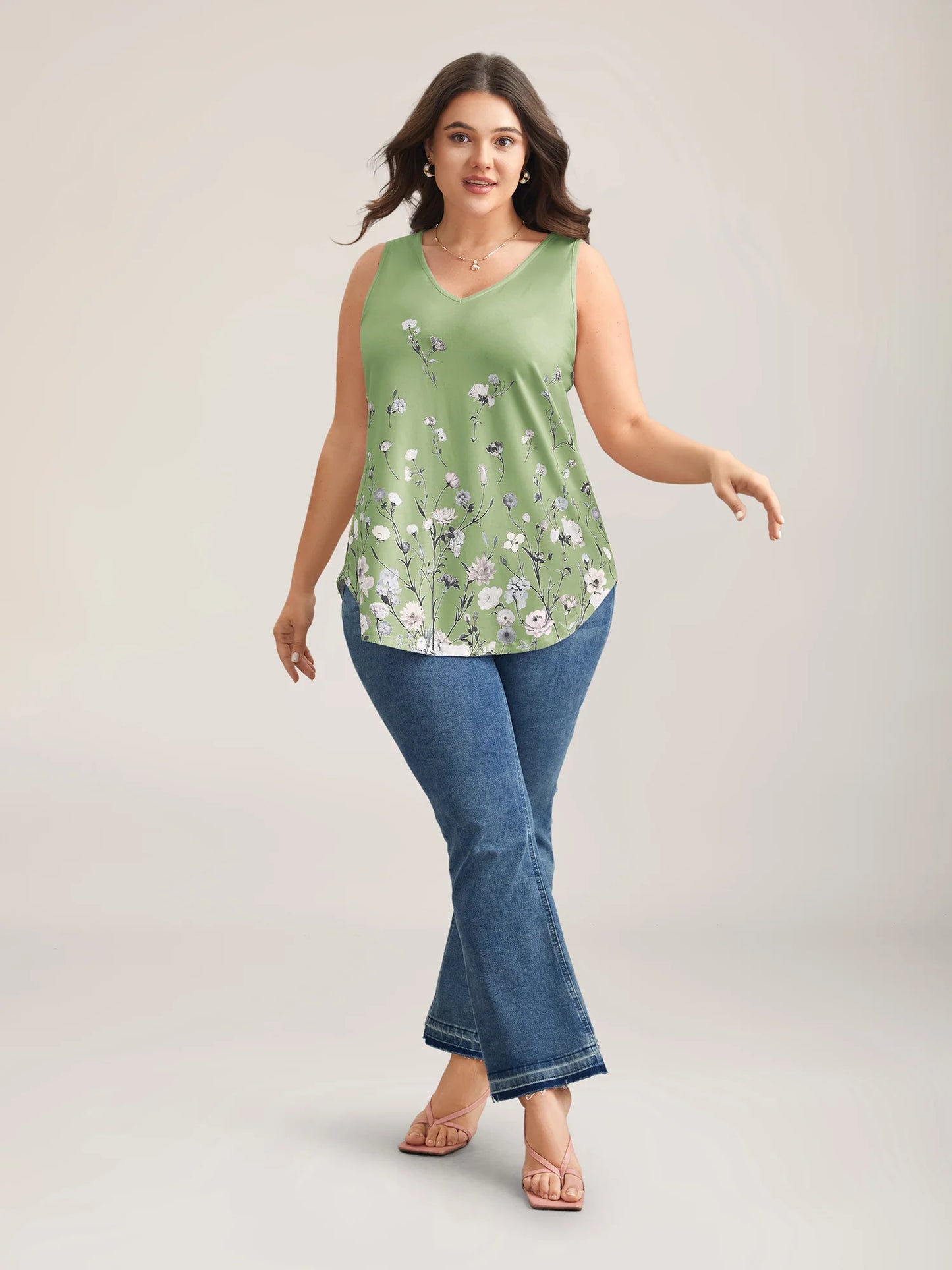 Blooming Flowers Print Stretchy Vest