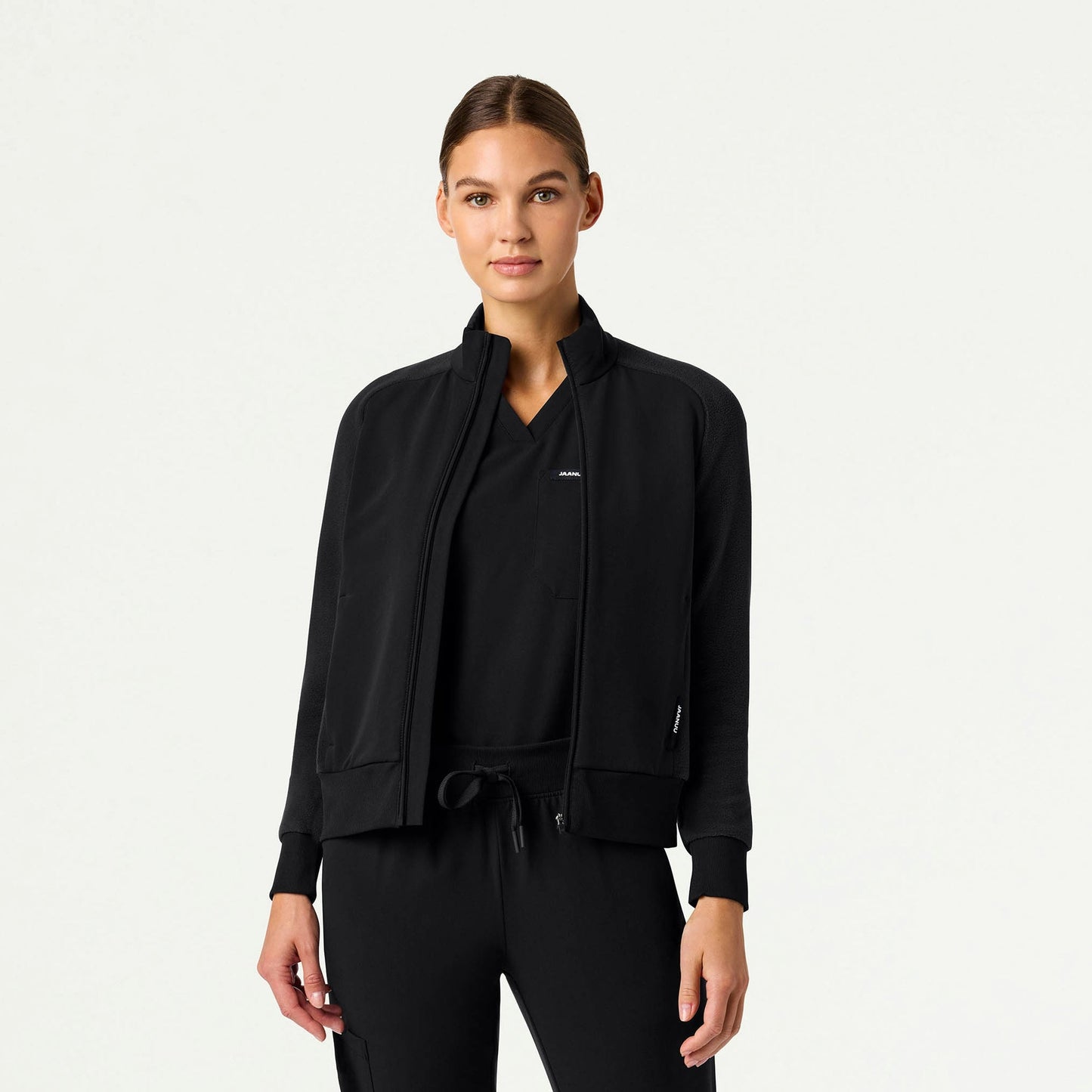 Cloud Hybrid Fleece Bomber Jacket - Black