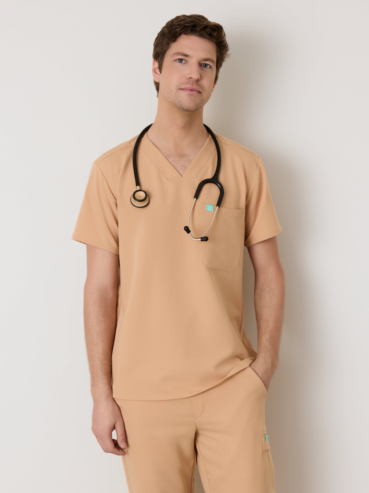 LOGAN RE-GARDE™ - SPICED EARTH - One Pocket Men's Scrub Top - SILVADUR™