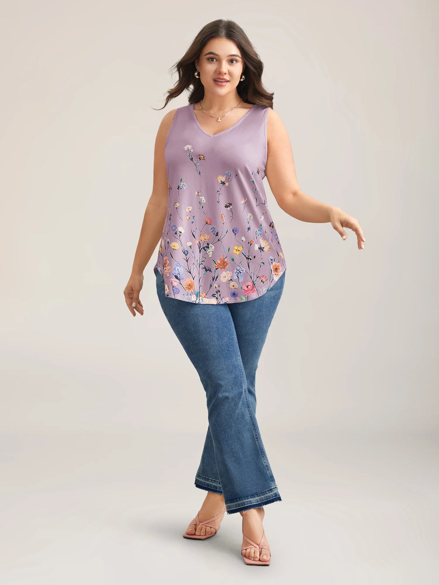 Blooming Flowers Print Stretchy Vest