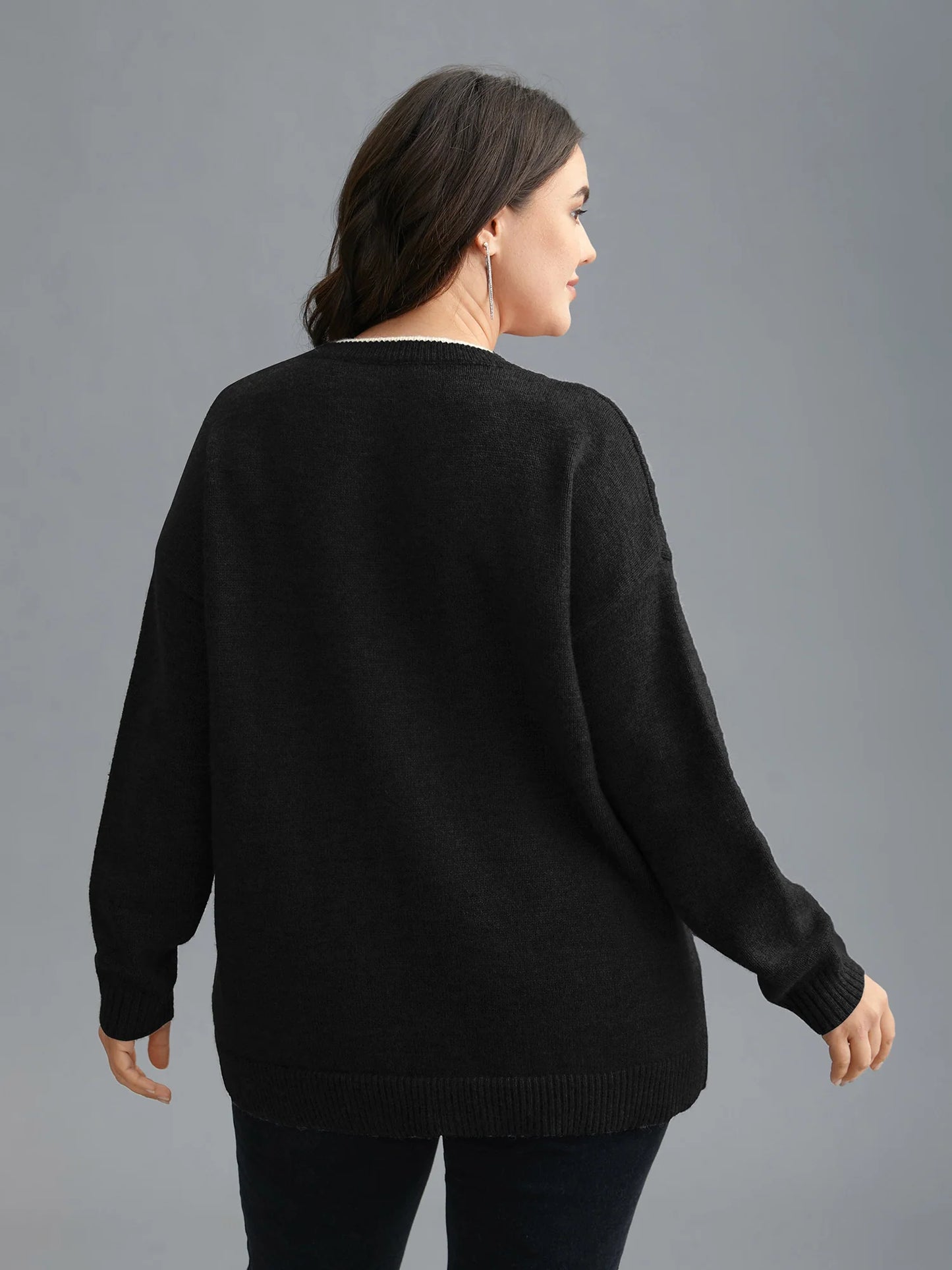 Floral Textured Crew Neck Pullover