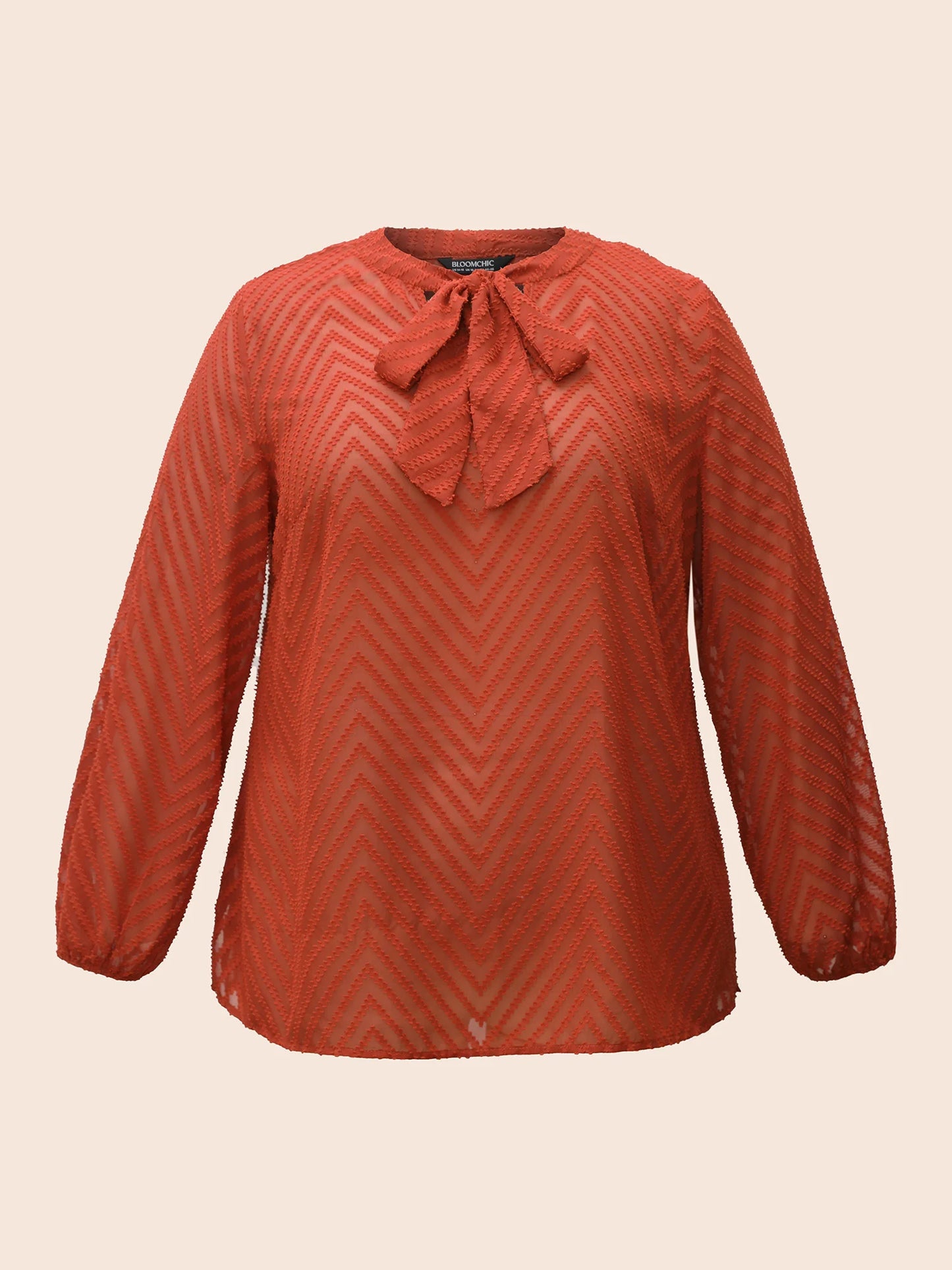 Wicked Neck Ribbon Lantern Sleeve Blouse