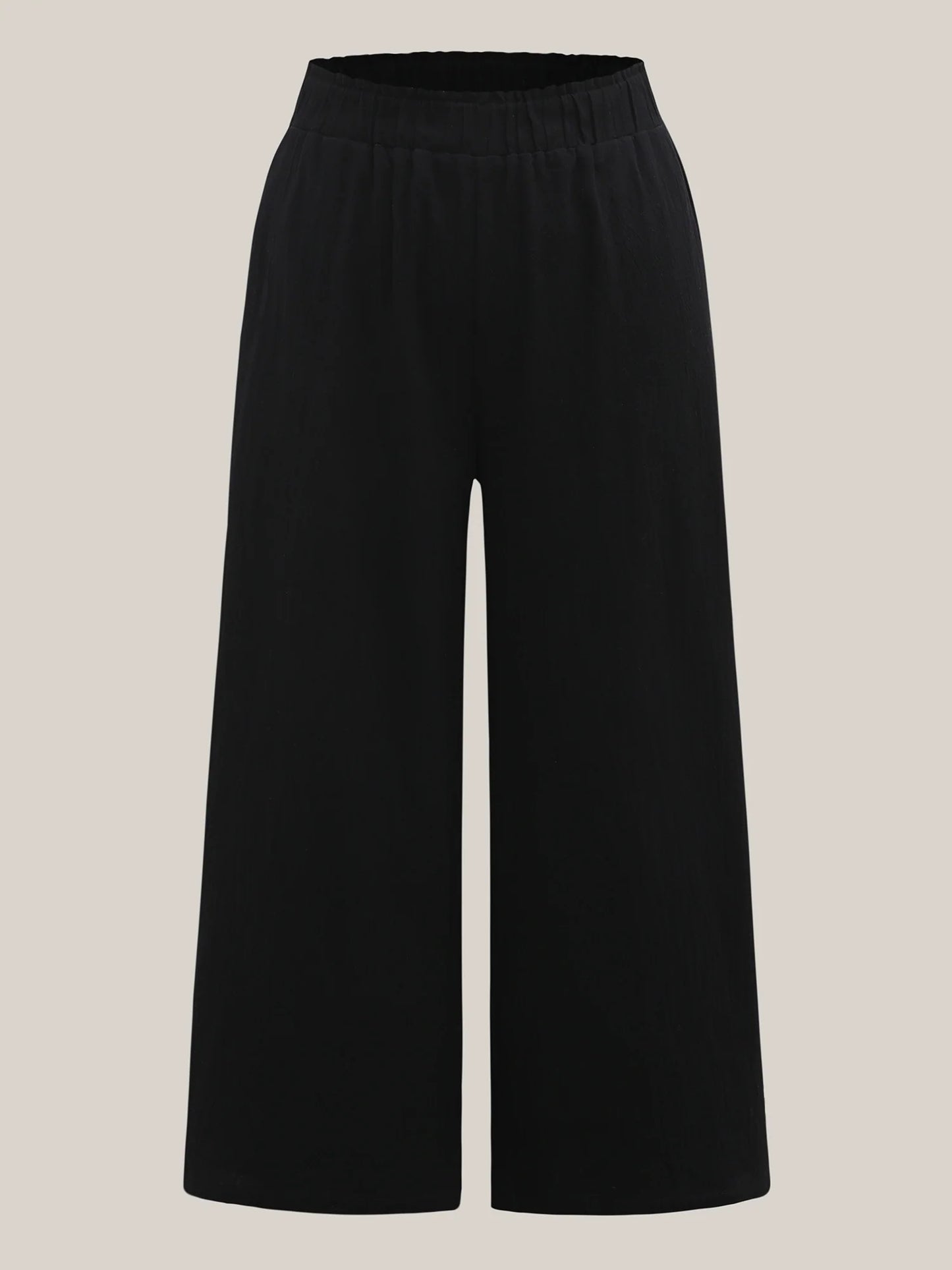 Shirred Waist Wide-Leg Spliced Pants