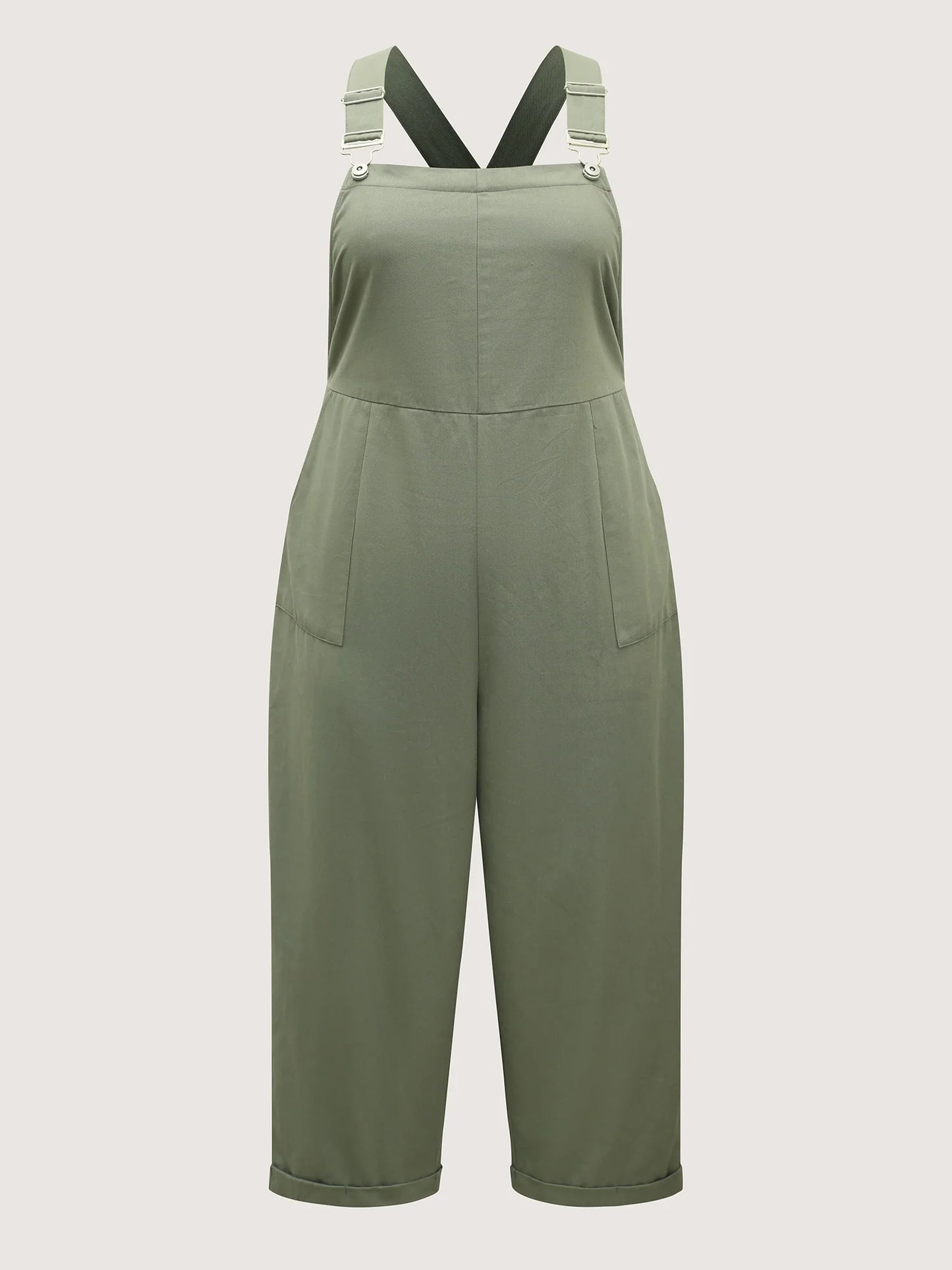 Pure Cotton Cuffed Hem Stretchy Waist Jumpsuit