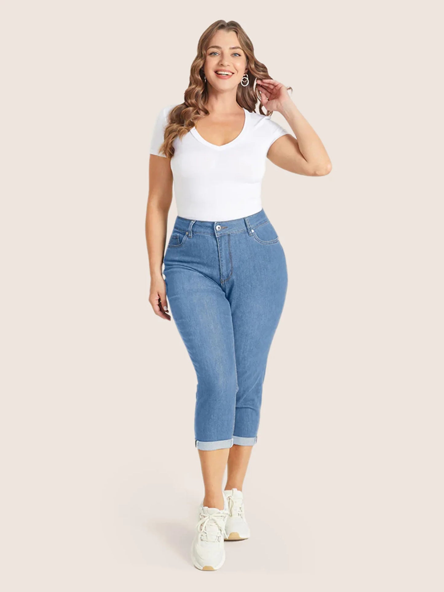 Very Stretchy High Rise Dark Wash Cropped Jeans