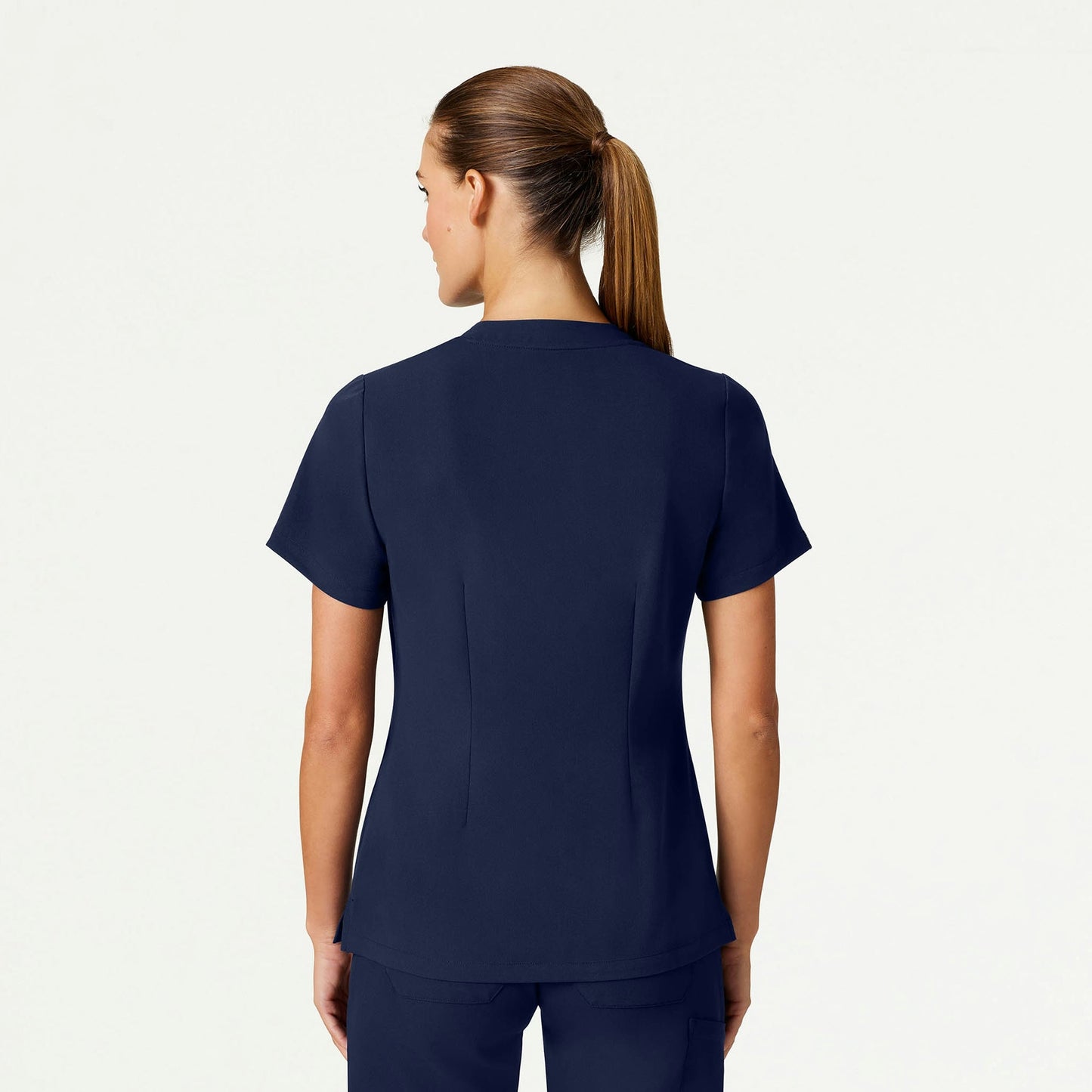 Helia Slim Notched V-Neck Scrub Top - Midnight Navy