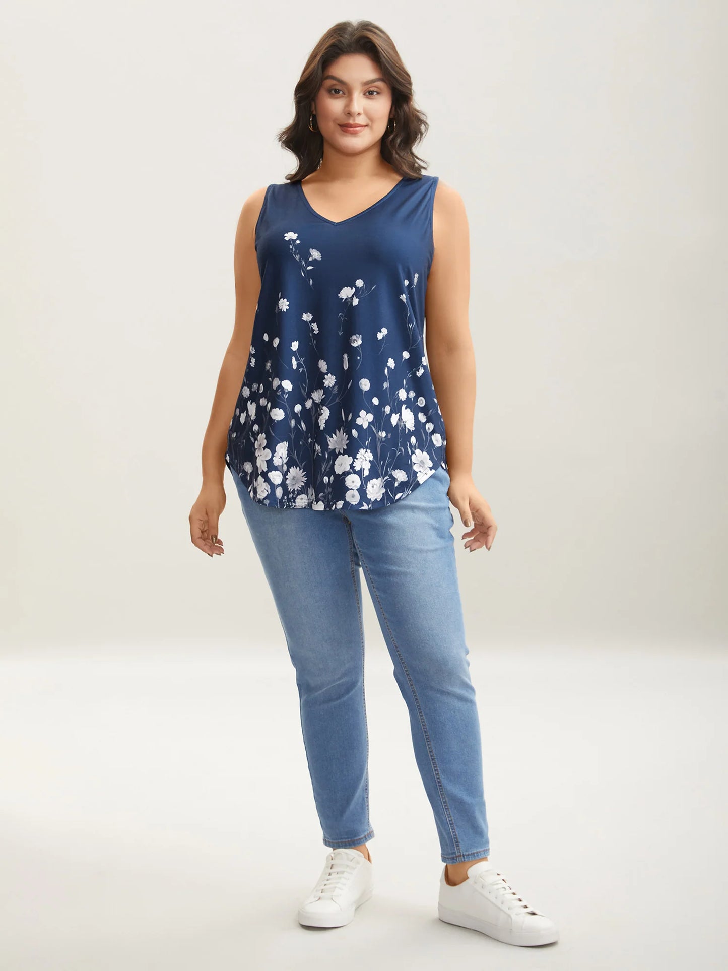 Blooming Flowers Print Stretchy Vest