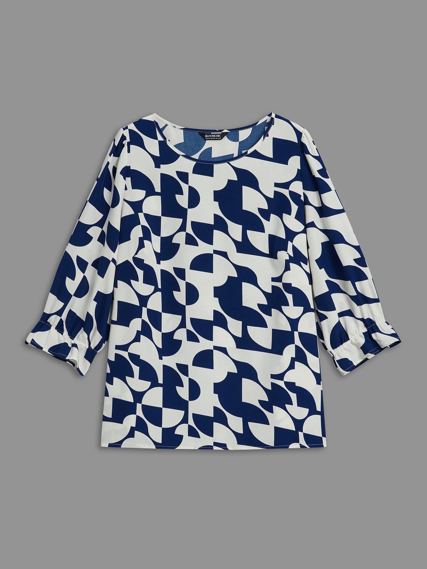 Round Neck Geometric Print Blouse