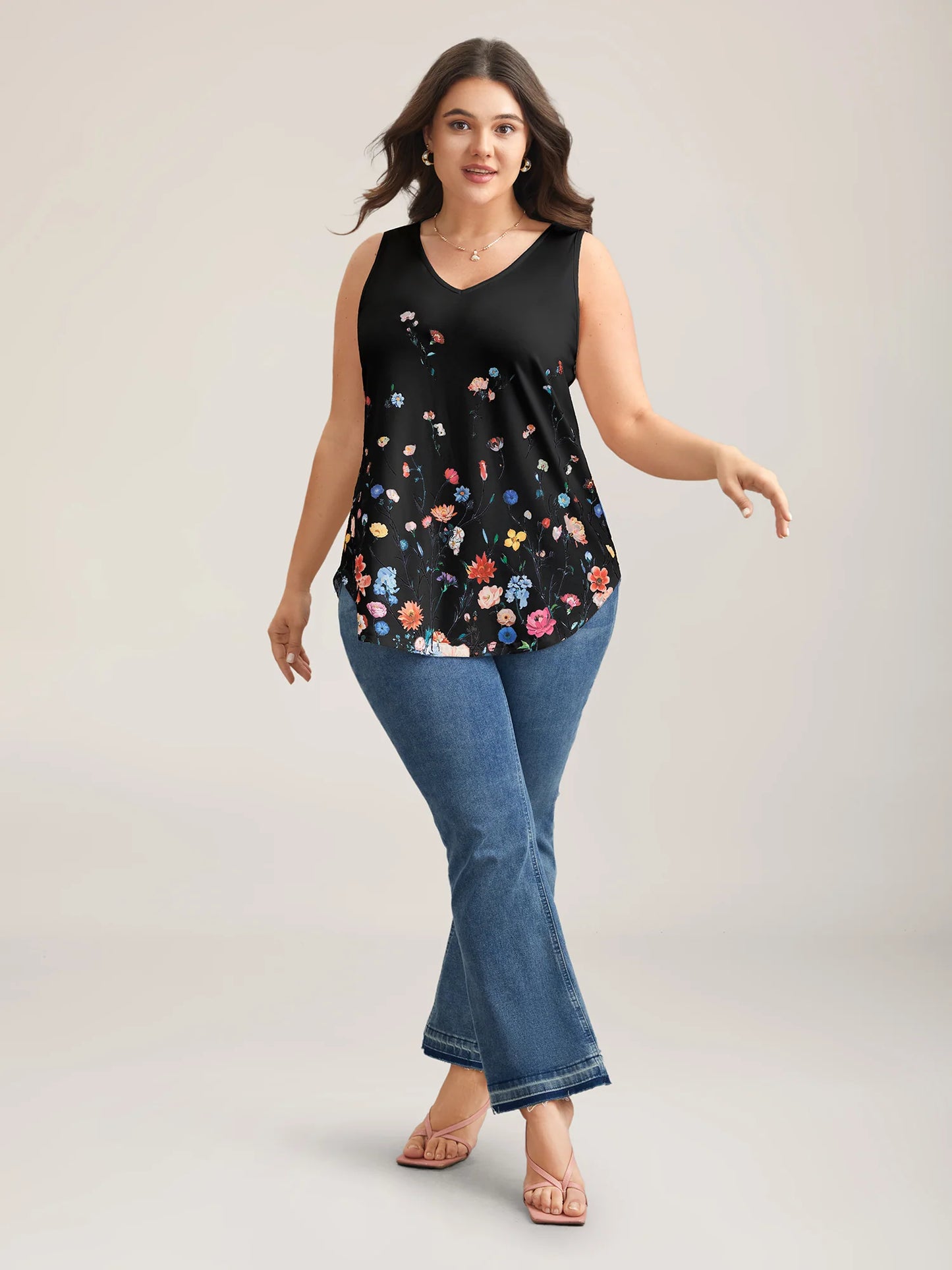 Blooming Flowers Print Stretchy Vest