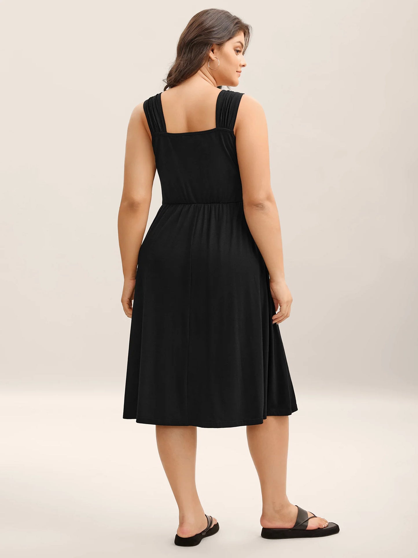 Crosswrap Bodice Pockets Midi Dress