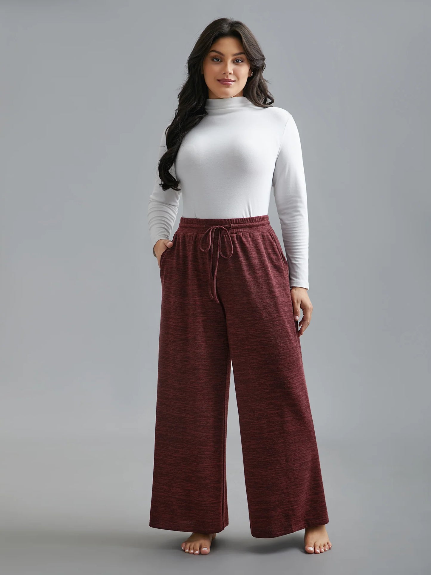 Heather Drawstring Loose Lounge Bottoms
