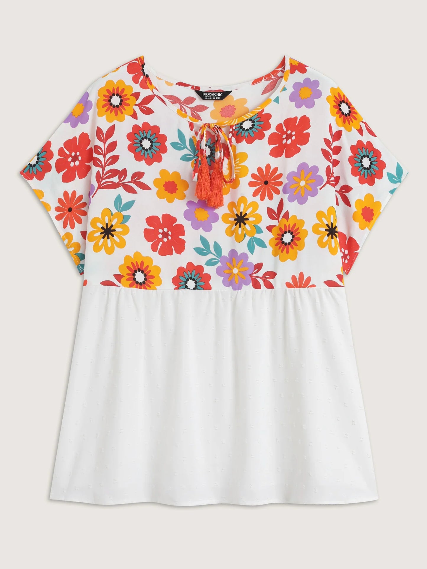 Floral Print Neck-Tie Babydoll Top