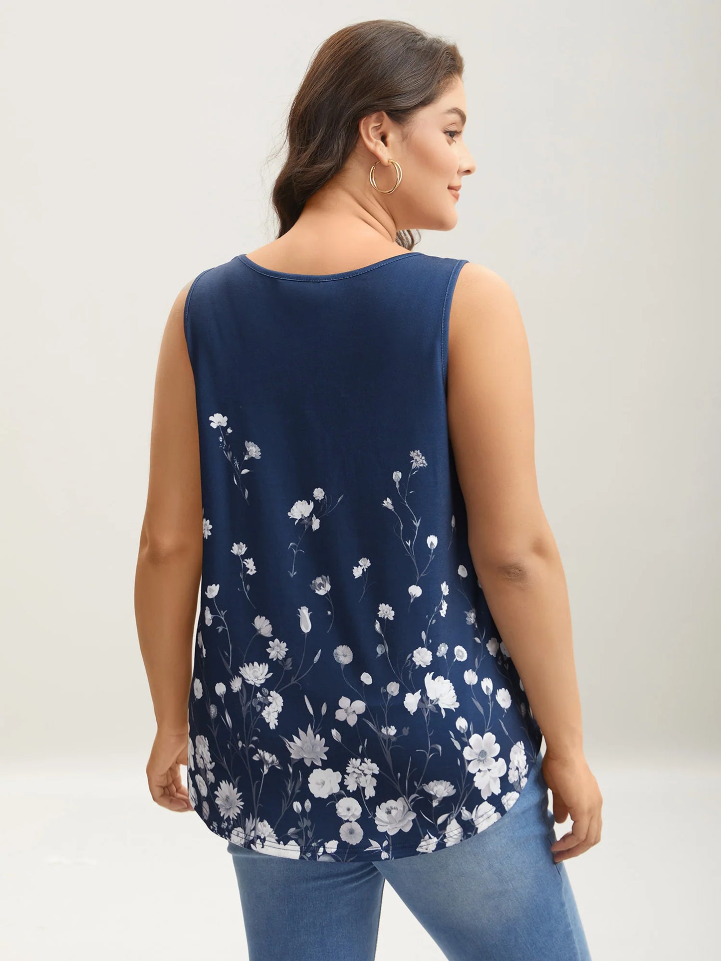 Blooming Flowers Print Stretchy Vest