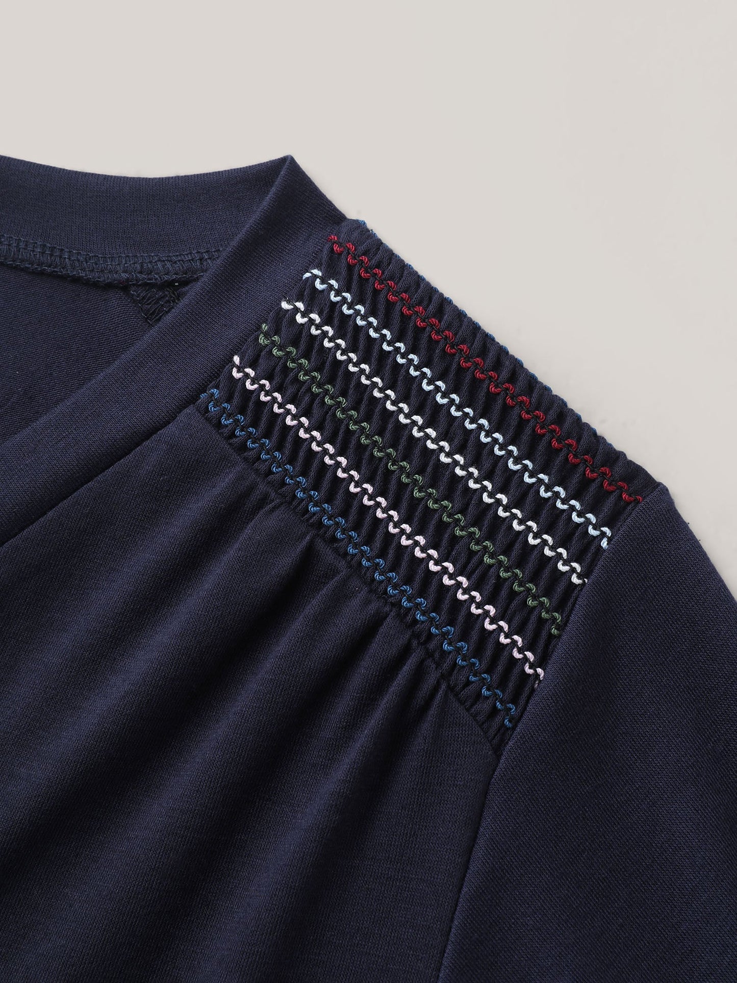 Stretchy Colorful Spliced Shirred T-Shirt