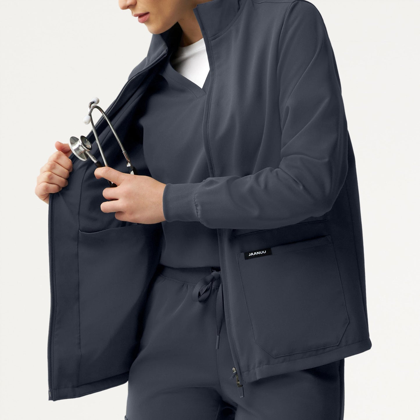 Ceri Essential 6-Pocket Scrub Jacket - Carbon Gray