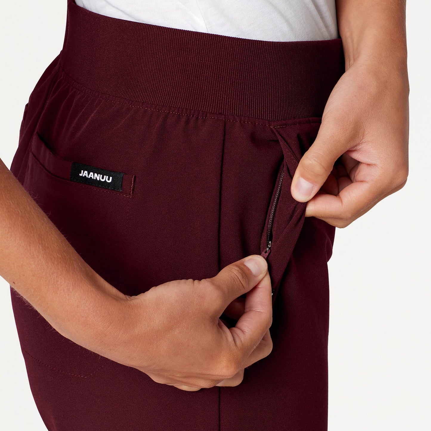 Xenos Essential Knit-Waist Scrub Pant - Burgundy