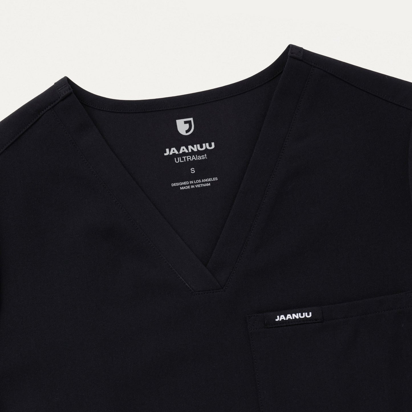 Rhena Slim Essential 1-Pocket Scrub Top - Black