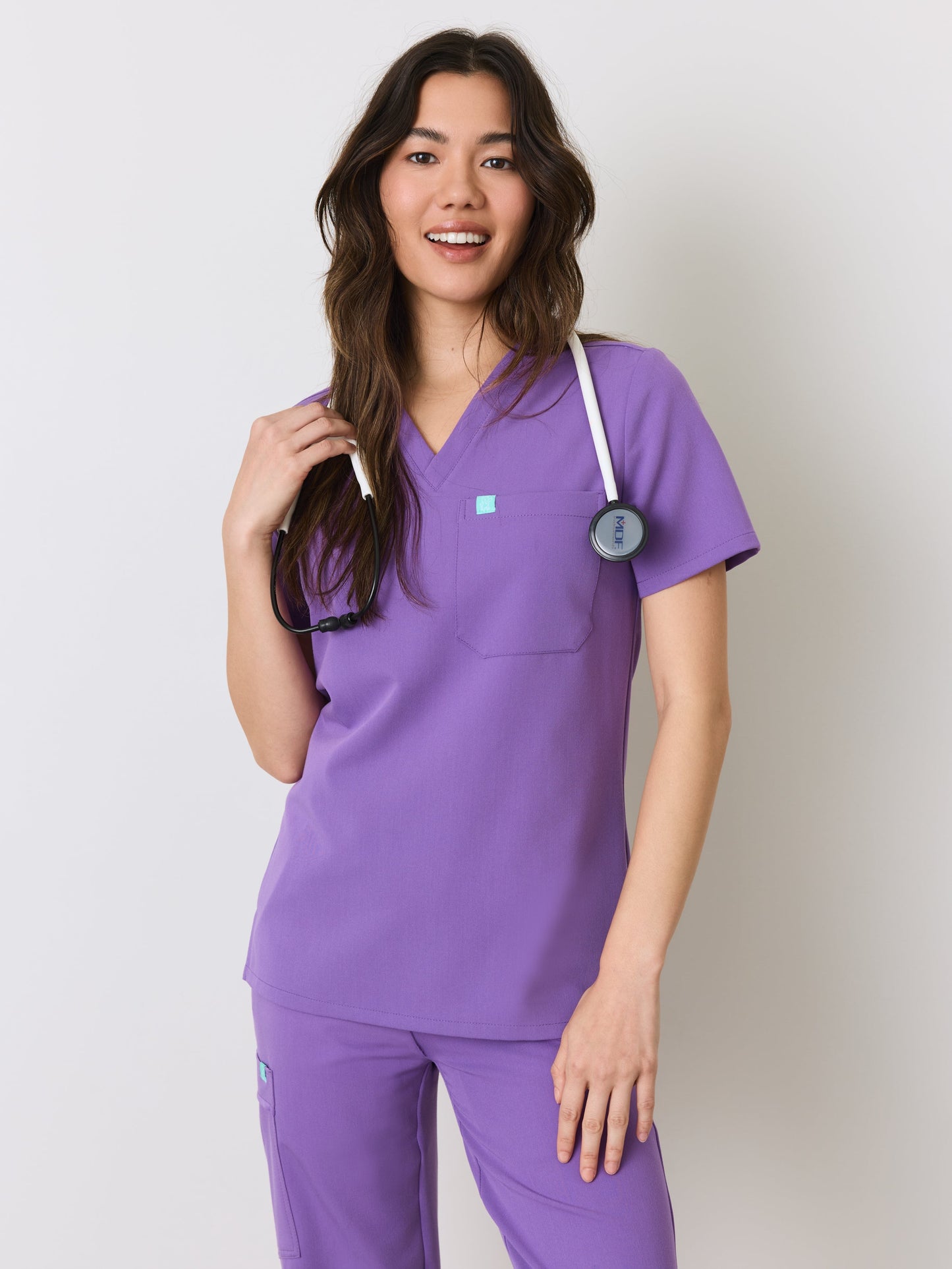 GABRIELLE RE-GARDE™ - ROYAL LILAC - One Pocket Scrub Top - SILVADUR™