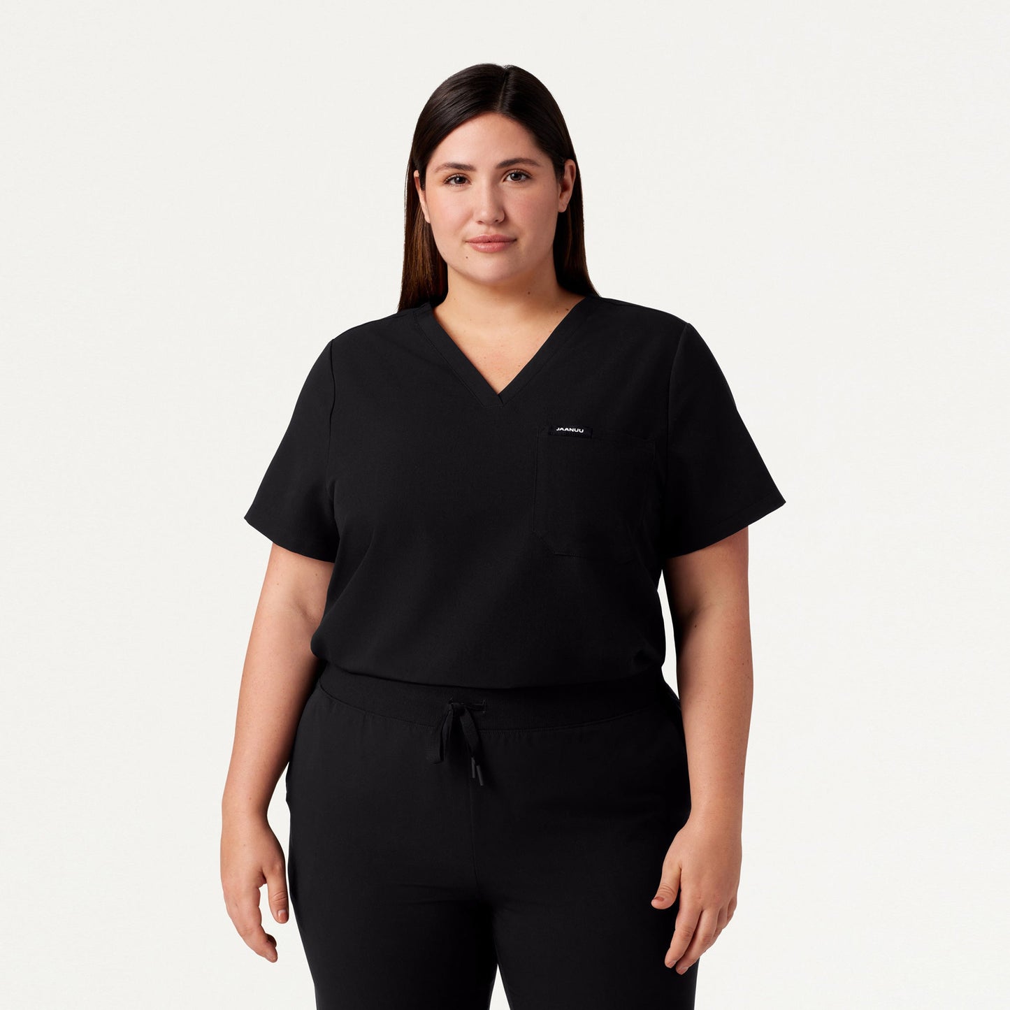 Rhena Essential 1-Pocket Scrub Top - Black