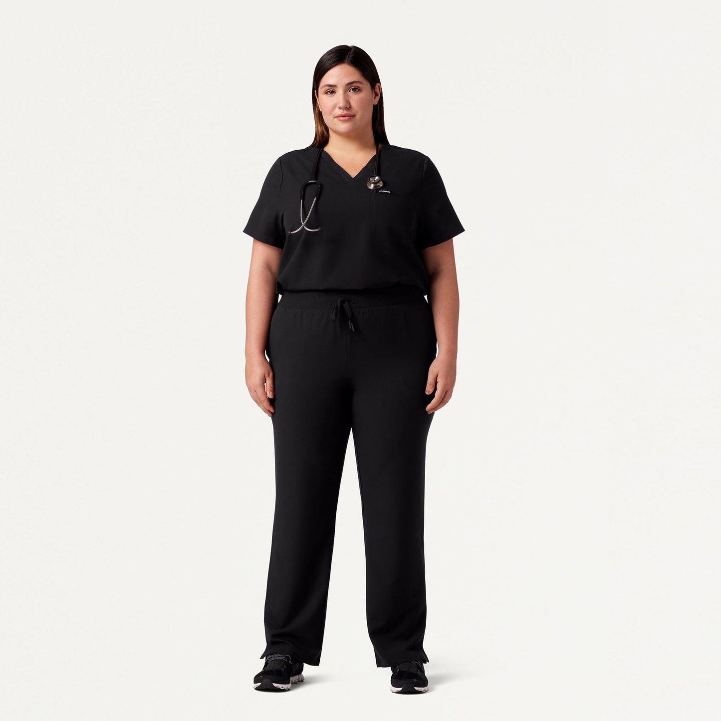 Rhena Essential 1-Pocket Scrub Top - Black