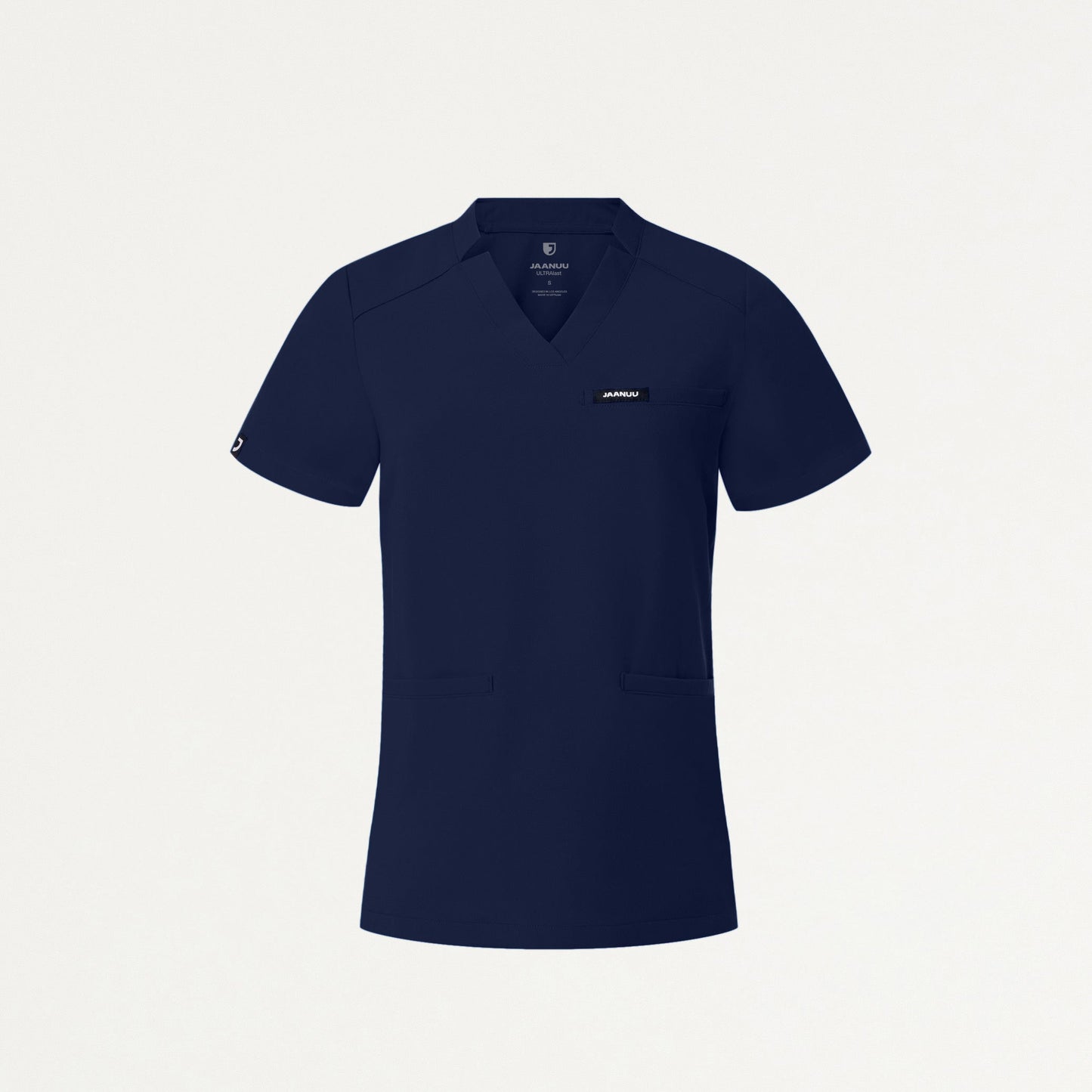 Helia Slim Notched V-Neck Scrub Top - Midnight Navy