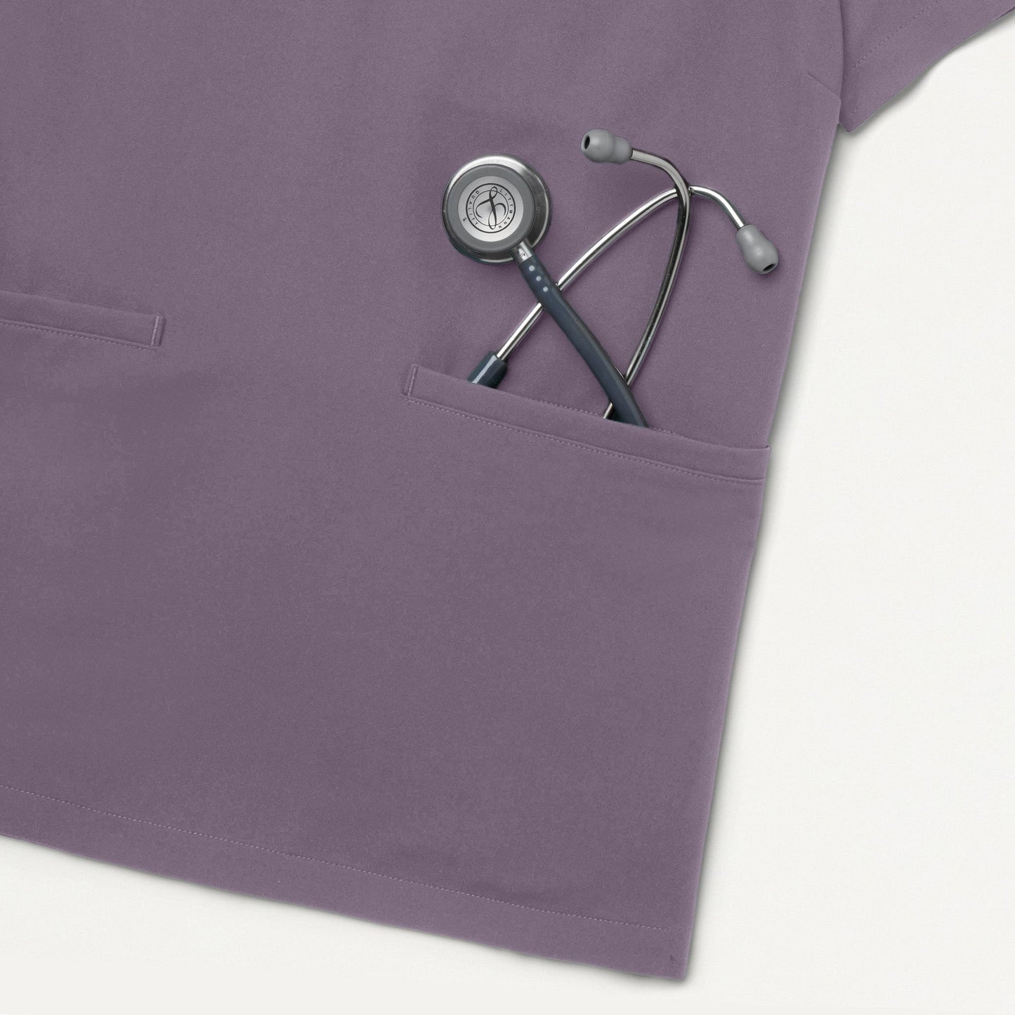 Helia Slim Notched V-Neck Scrub Top - Titanium