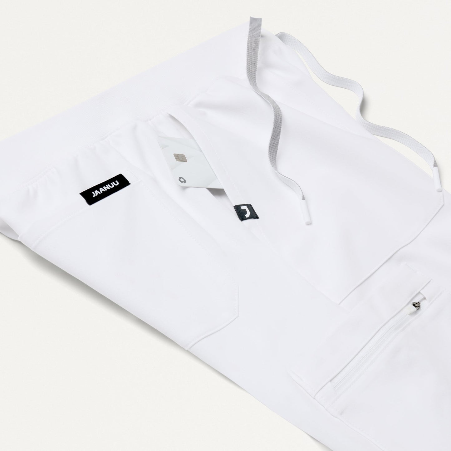 Xenos Cargo Knit-Waist Scrub Pant - White
