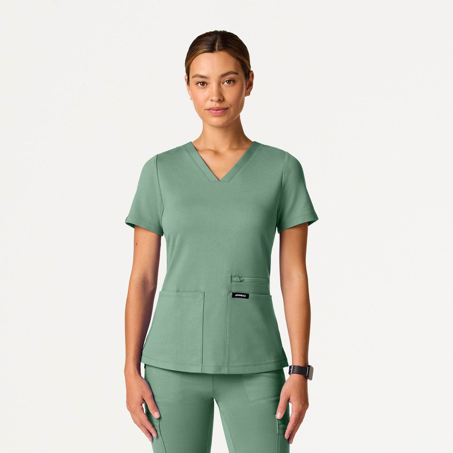 Kass Slim 4-Pocket UltraSOFT Scrub Top - Sage