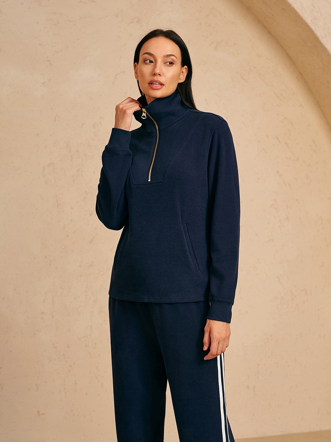 UltraSoft Velour Long Sleeve Side Zipper Sweatshirt