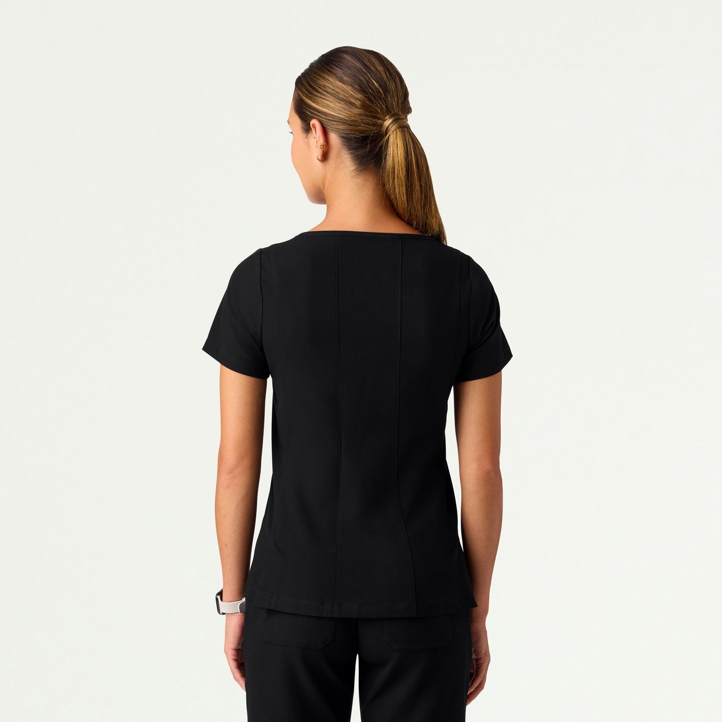 Emery Slim Square-Neck Scrub Top - Black
