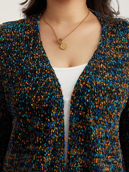 Color Textured Open Front Cardigan
