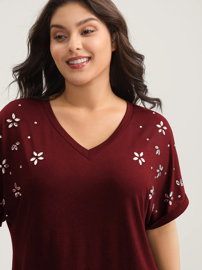 Supersoft Stretchy Zirconia Design T-Shirt