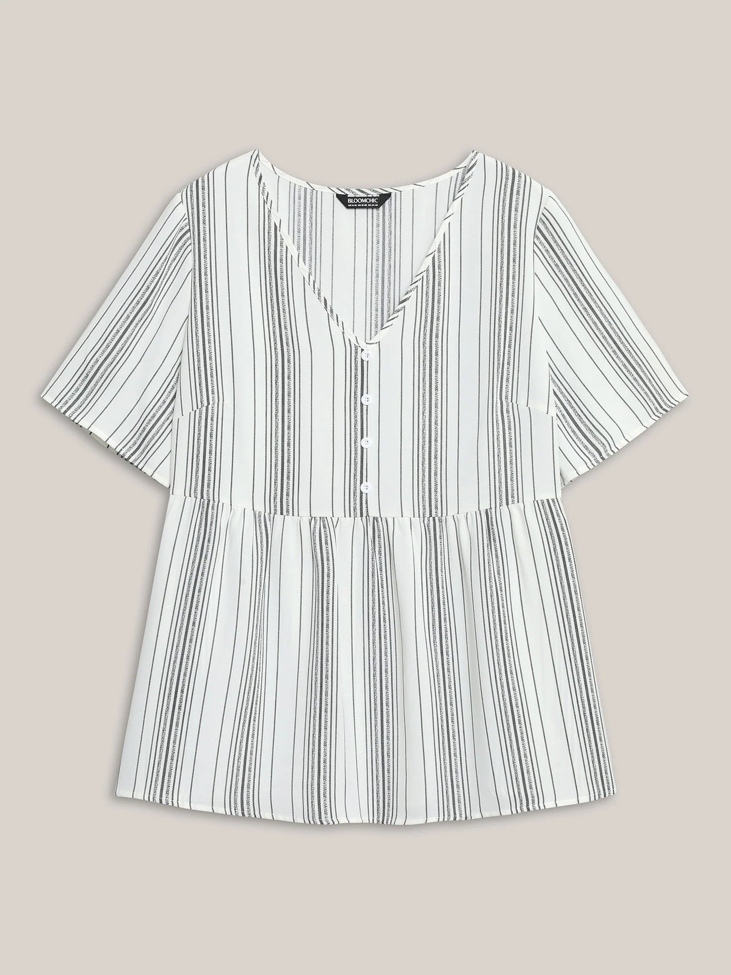 Striped Button Detail Flowy Shirt