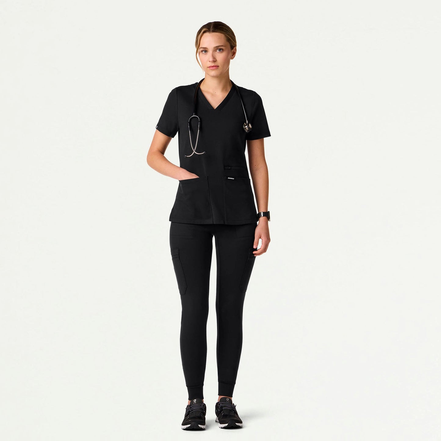Kait 10-Pocket Skinny UltraSOFT Scrub Jogger - Black