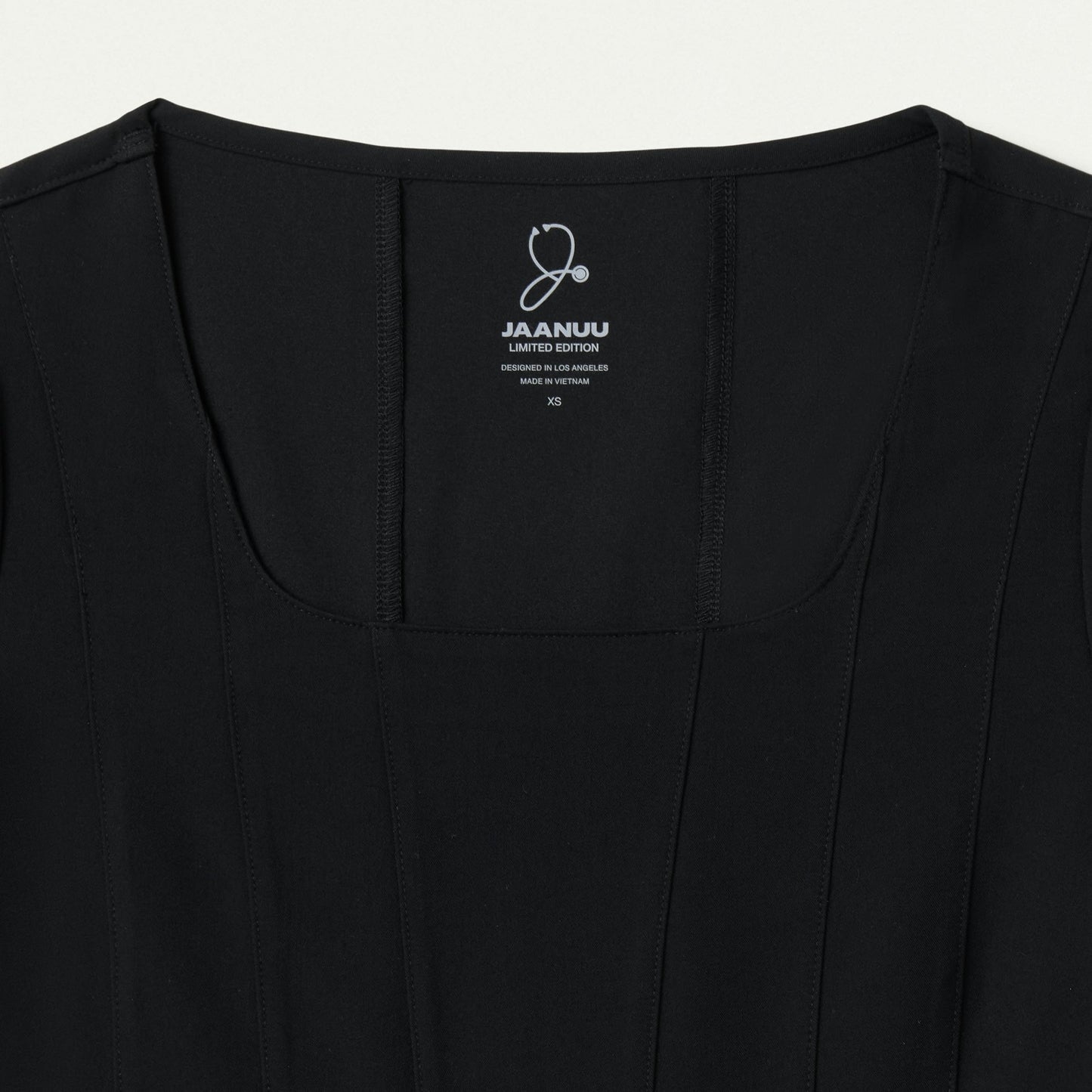 Emery Slim Square-Neck Scrub Top - Black