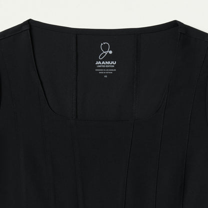 Emery Slim Square-Neck Scrub Top - Black