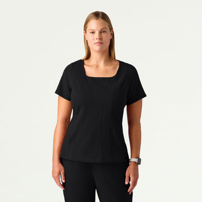 Emery Slim Square-Neck Scrub Top - Black