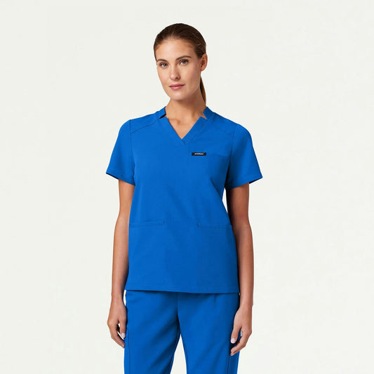 Helia Notched V-Neck Scrub Top - Royal Blue