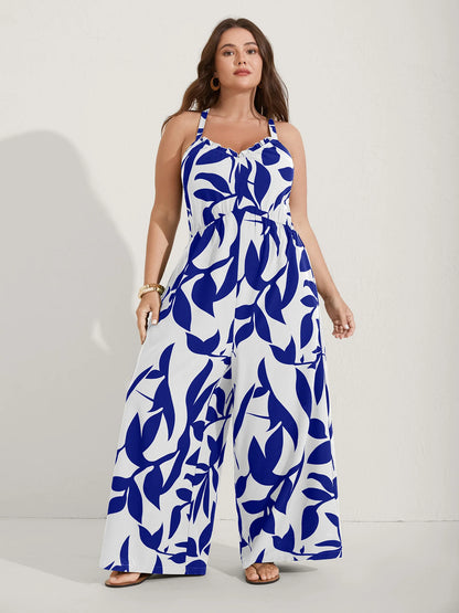 Silhouette Floral Print Sweetheart Jumpsuit