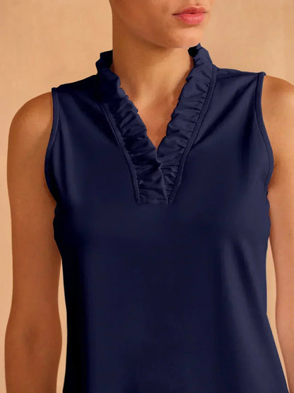 More Than Basic Ruffle V-Neck Tank Top UPF50+