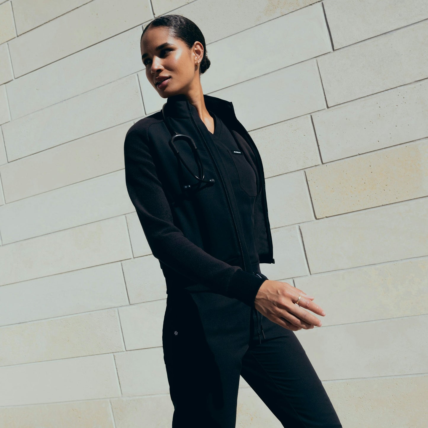 Cloud Hybrid Fleece Bomber Jacket - Black