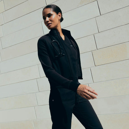 Cloud Hybrid Fleece Bomber Jacket - Black