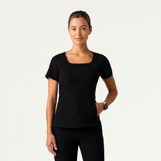 Emery Slim Square-Neck Scrub Top - Black