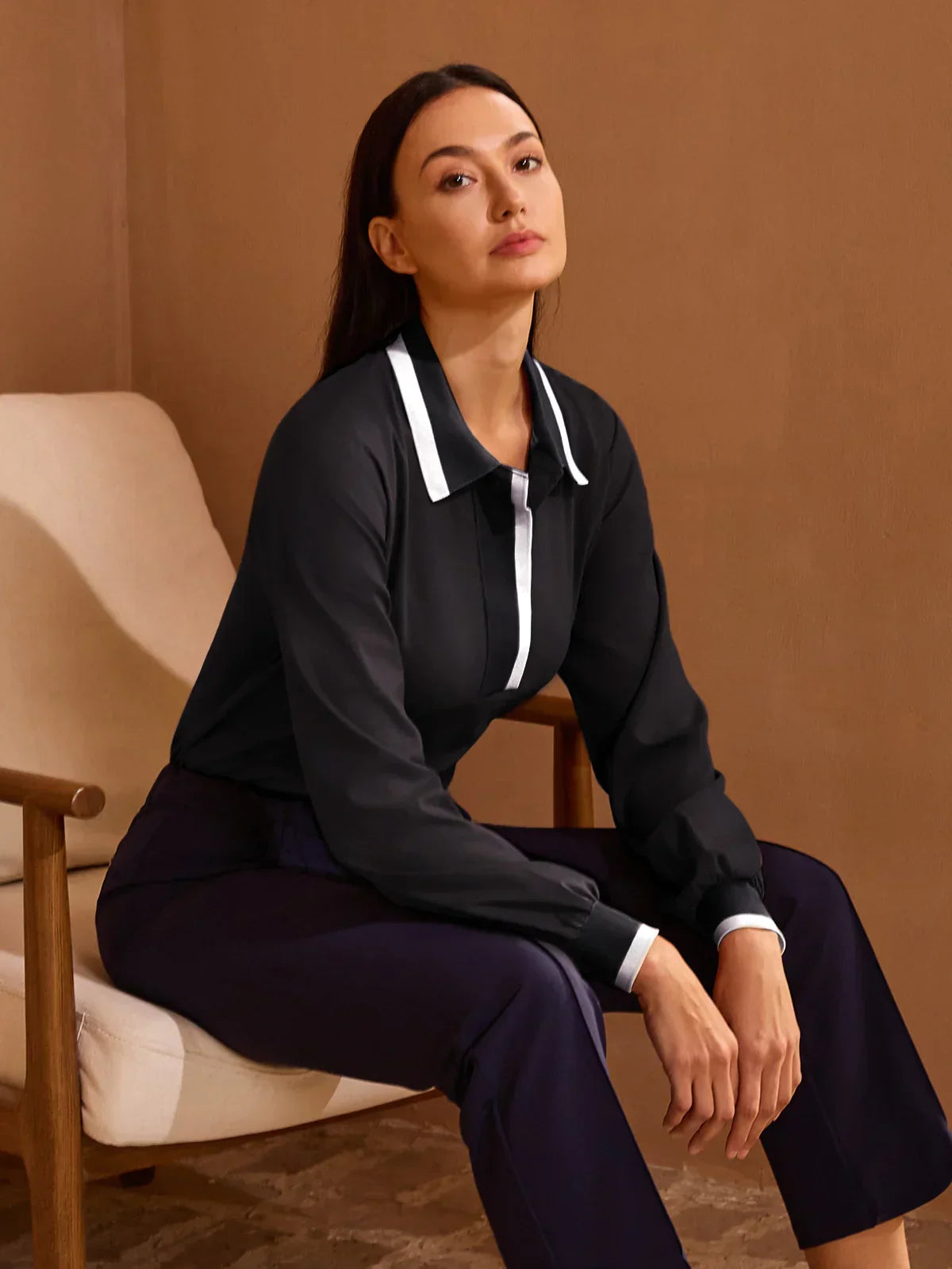 Crisp Couture Long Sleeve Polo Top UPF50+