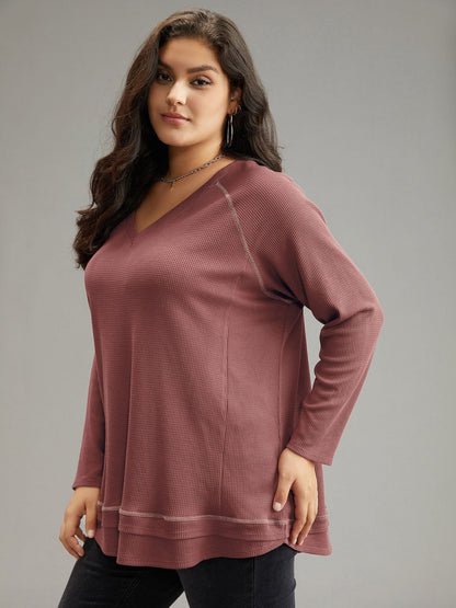 Plain Textured Stitch Raglan Sleeve Sweatshirt