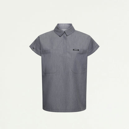 Acta Oversized 2-Pocket Scrub Top - Heather Gray