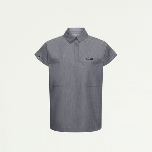 Acta Oversized 2-Pocket Scrub Top - Heather Gray