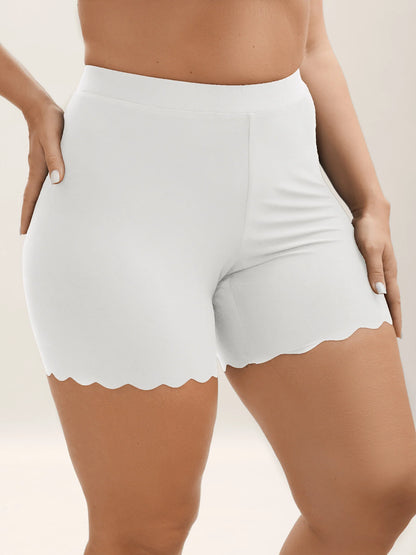 Scalloped Trim Stretchy Skinny-Fit Leggings