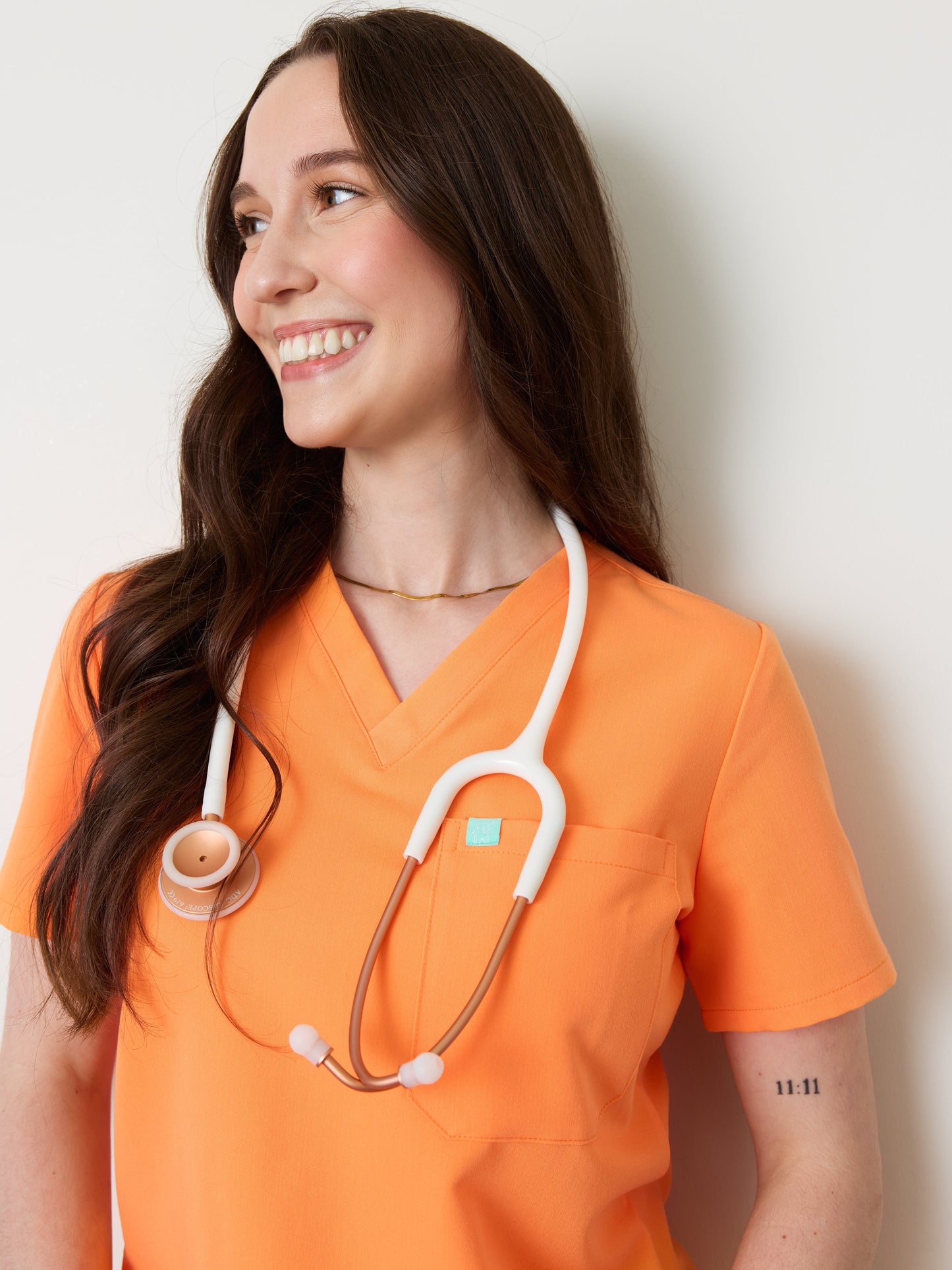 GABRIELLE RE-GARDE™ - NECTARINE - One Pocket Scrub Top - SILVADUR™